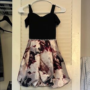 Floral Black and Pink Kids Dress